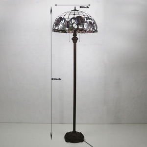 Lámpara de Pie Tiffany LongHuiJing de 20 Pulgadas con Pantalla de Vidrio con Diseño de Rosas - Product Image 4