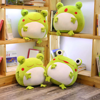 Usine personnalisée 12 pouces grenouille verte peluche peluche jouet main chaude grenouille forme oreiller en peluche
