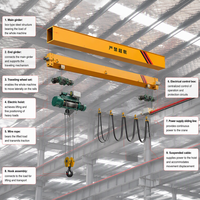 HENGTAI Grue à pont monopoutre 5t, composants essentiels pour la manutention de matériaux en entrepôt, grue électrique suspendue, hauteur 7,5m