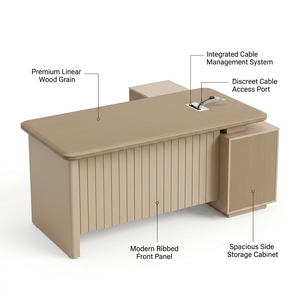 Scrivania Direzionale Moderna di Lusso con Mobile Contenitore, Tavolo da <span class=keywords><strong>Ufficio</strong></span> per CEO di Alta Gamma 1,4m, Produzione Foshan - Product Image 4