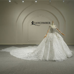 Vestido de Novia Princesa Jancember Gt26026 con Cuentas de Cristal, Lentejuelas, Escote Corazón, Manga Larga, Exquisito Diseño en Capas y Cola Real - Product Image 2