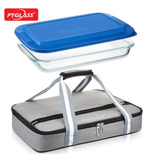 <span class=keywords><strong>Plat</strong></span> à four rectangulaire en verre Pyrex avec couvercle en PP pour la cuisson et le stockage au four - Product Image 1