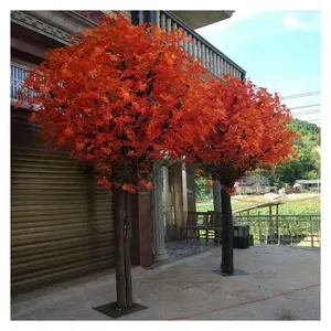 Venda Grande originalidade ao ar livre decorativa folhas vermelhas Artificial Red Maple Tree