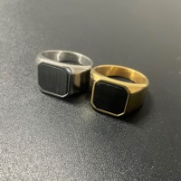 HOT VAF Bague Chevalière en Pierre Naturelle Lapis Lazuli, Œil de Tigre, Onyx Noir, Anillos De Piedra Natural, Batu Cincin