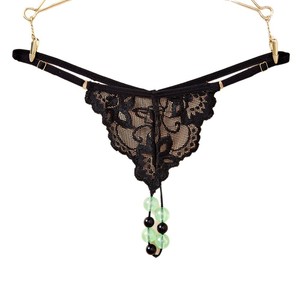 String sexy en dentelle noire Ding Zhi Mei, perles qui brillent dans le noir, lingerie féminine. - Product Image 5