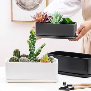 Rectangular Matte And Glossy Big Flowerpots Succulent Cactus Planting Containers For Florist Gardening Forests