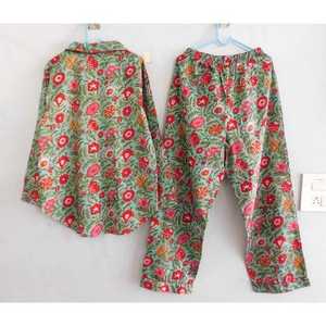 Floral Pajama Set 100% Cotton Long Sleeve Shirt and <b>Pants</b> Lightweight Breathable Summer Sleepwear Nightwear Loungewear - Product Image 5
