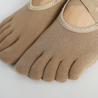 Chaussettes de yoga à bout ouvert et à lanières pour femme, en coton tricoté antidérapant, pour Pilates, Barre, entraînement, sans couture, pour l'intérieur, été, avec revers, ODM