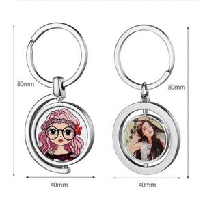 360 Rotating Photo Album Keychain Sublimation Blanks <b>Key</b> <b>Chain</b> <b>Metal</b> Round <b>Key</b> Ring Heat Press Round Personalized Blank Souvenir - Product Image 3