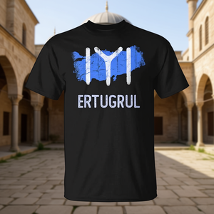 T-shirt unisexe à col rond et manches courtes, motif carte bleue de Turquie Ertugrul, symbole Kayi, Empire Ottoman, vêtement promotionnel pour adulte - Product Image 2