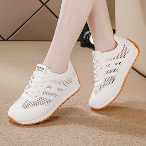<span class=keywords><strong>Sneakers</strong></span> da <span class=keywords><strong>Donna</strong></span> <span class=keywords><strong>Beige</strong></span> in Mesh Traspirante Leggere con Lacci Comode Antiscivolo con Tacco Medio e Assorbimento degli Urti per Estate e Autunno - Product Image 2