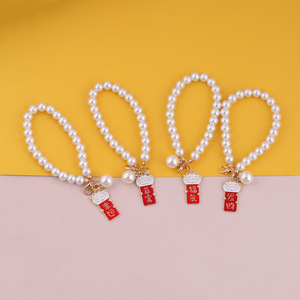 Cordón para teléfono con cadena de perlas y colgante de gato de la suerte, material de vidrio, accesorio para correas de teléfono móvil, primavera 2024 - Product Image 3