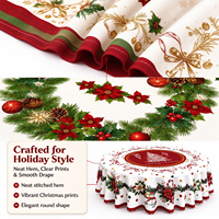 Nappe de Noël ronde ChamXue en polyester imperméable – Housse de table pour dîner de fête, décoration de Noël pour la maison