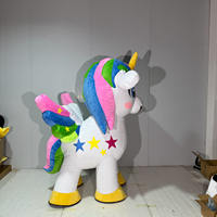 Costume de mascotte gonflable en peluche licorne, tenue de personnage de dessin animé colorée, pour défilé, carnaval, fête d'anniversaire