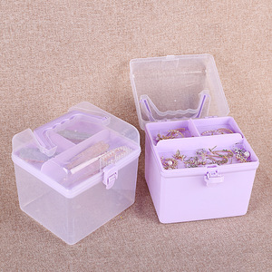 Transparent Plastic Storage <b>Box</b> With Lid And Compartments For Toys Jewelry Cosmetic <b>Small</b> Size Rectangle Handleable Three Colors - Product Image 2