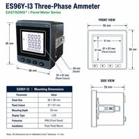EastSong 96*96 Panel Mount Multifunction LCD Ammeter ES96Y-I3 RS485 Modbus RTU Pengukur Arus Tiga Fasa Kelas 0.5 IP65