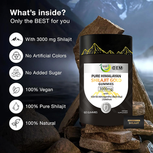 Wholesale Pure Himalayan Shilajit Gummies 3000mg 60pcs KSM66 Ashwagandha Black <strong>Muesli</strong> Gokshura Immune Energy Support OEM - Product Image 3