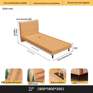 เตียงไม้โอ๊คสั่งทำพิเศษ ขนาด 0.8-2 เมตร สไตล์โมเดิร์นและมินิมอล สำหรับห้องนอนใหญ่ เตียงคู่ขนาด 1.8 เมตร เตียงเดี่ยวขนาด 1.2 เมตร โครงไม้ - Product Image 4