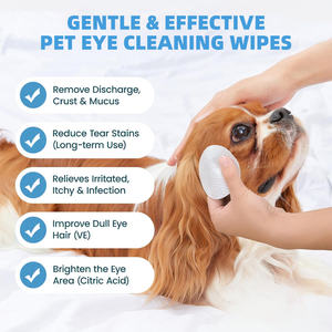 Lenços de limpeza de olhos para animais de estimação à base de plantas, removedor de manchas de lágrimas para cães e gatos, produtos naturais hipoalergênicos de marca própria - Product Image 2