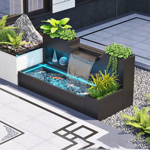 Fontaine d'eau artificielle en résine et fibre de verre H175, cascade à circulation d'eau, résistante aux UV et aux intempéries, pour jardin et patio. - Product Image 1