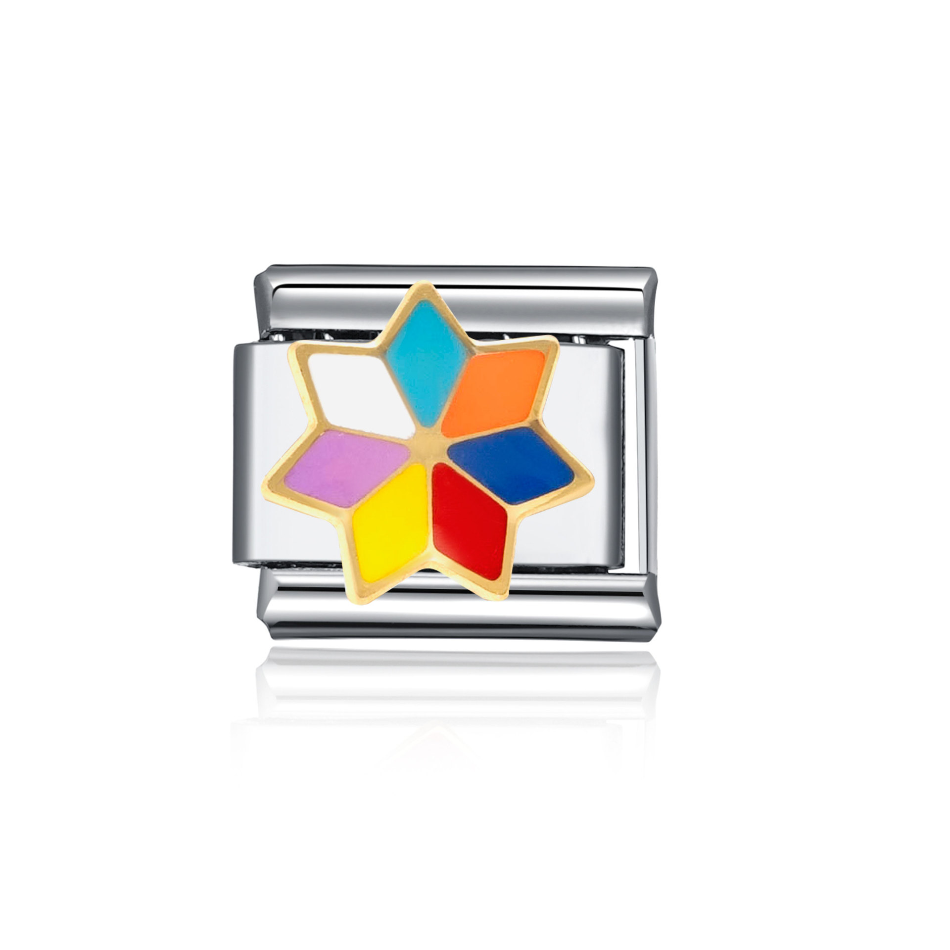 Bracelet module fleur sept couleurs en argent