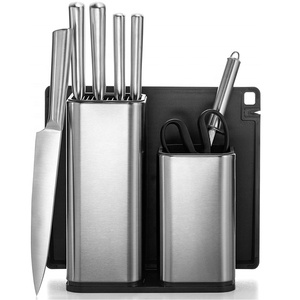 Organisateur de plan de travail de cuisine en acier inoxydable, bloc à <span class=keywords><strong>couteaux</strong></span> universel et <span class=keywords><strong>porte</strong></span>-ustensiles - Product Image 2