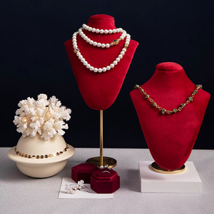 Phụ nữ của đồ trang sức hiển thị đứng nhung dọc ánh sáng sang trọng cửa hàng truy cập hiển thị đồ trang sức đạo cụ Vòng cổ đứng giá - Product Image 3