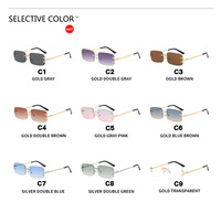 Lunettes de soleil de luxe rétro vintage sans monture, rectangulaires, en métal, légères, durables, petites, de créateur, protection UV400