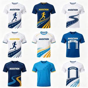 เสื้อยืดวิ่งมาราธอนผู้ชาย แขนสั้น แห้งเร็ว ดีไซน์สปอร์ต พิมพ์ลายแบบซับลิเมชั่น คอกลม ทรงปกติ ผ้าโพลีเอสเตอร์ถัก - Product Image 1