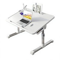 Bureau d'ordinateur portable pliable et portable, support pour ordinateur portable réglable en hauteur, table de lit avec tiroir pour le travail, l'étude et le bureau à domicile