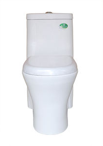 WC monobloc moderne en céramique à chasse siphonique allongée, double chasse, à poser au sol, pour salle de bain - Product Image 2