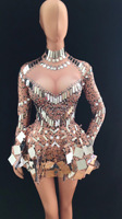 Robe de soirée à paillettes pour fille, robe de bal exotique, robe de danse sur scène
