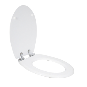 Siège de toilette en bois blanc 36x43cm avec mécanisme de fermeture douce - Product Image 2
