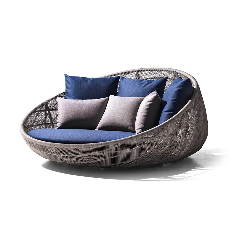 New Outdoor Round Reclining Bed Rattan Sofa Outdoor Pool Lounge Chair Balcony Garden Courtyard Round Reclining Bed Beach Chair