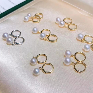 Серьги-гвоздики из серебра S925 с жемчугом, без никеля, гипоаллергенные, с круглым безупречным пресноводным жемчугом, золотистые/серебристые, для детей и миниатюрных женщин - Product Image 2