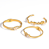Bracelet ouvert à fleurs zircons, acier inoxydable doré 18K, bracelet délicat pour femme