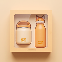 Ensemble de boîtes à lunch pour enfants Everich avec pot isotherme et gourde, tasse en acier inoxydable 304 anti-fuite à motif de dessin animé, personnalisation OEM ODM