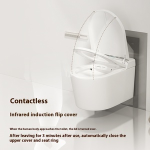 Smart Electric Toilet Bathroom Tankeless Remote Automatic Flush Wall Mounted <strong>Bidet</strong> with Elongated Bowl <strong>Ceramic</strong> Foot Control - Product Image 6