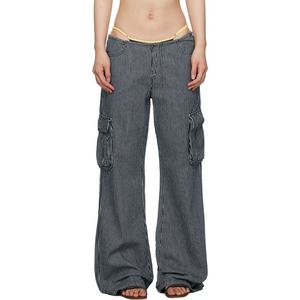 2023 Custom Casual comodi <span class=keywords><strong>pantaloni</strong></span> a gamba larga in cotone a righe nere <span class=keywords><strong>pantaloni</strong></span> Cargo a vita bassa <span class=keywords><strong>pantaloni</strong></span> <span class=keywords><strong>eleganti</strong></span> da donna - Product Image 1