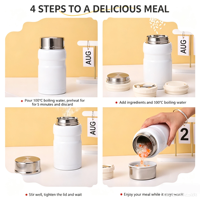Tasse à ragoût en acier inoxydable de 500 ml/17 oz en gros, avec couvercle et cuillère, double paroi sous vide en acier 18/8, sans BPA, pour le bureau