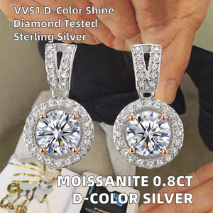 Pendientes de Moissanita con Corte D Color VVS1 de 0.8CT |   Pendientes de Plata de Ley 925 con Baño de Rodio y 4 Puntas |   Joyería Fina Certificada por GRA - Product Image 2