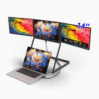 Eimio Écran triple pour ordinateur portable 14 pouces IPS, extension d'écran portable, moniteur triple, affichage externe Type-C pour ordinateur portable, configuration multi-écrans OEM