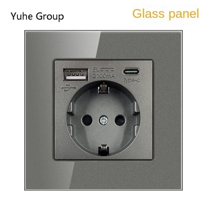 Prise murale universelle en acrylique gris, 2 prises, prise électrique européenne, américaine, britannique - Product Image 6