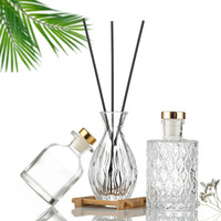 Nouveau diffuseur de parfum à roseaux en verre plat de 150 ml pour la décoration de la maison, huile essentielle naturelle, bouchon en liège, impression d'écran