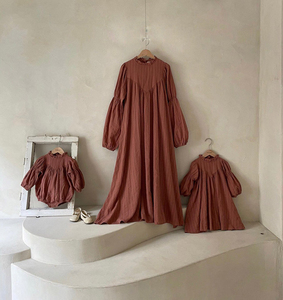 Ropa para Madre e Hija, Colección Primavera-Otoño 22, Vestido con Cuello Alto para Niñas, Vestido con Mangas Abullonadas, Pelele para Bebés - Product Image 2