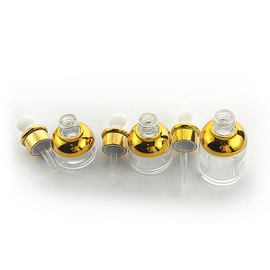 زجاجة زجاجية شفافة فاخرة ذهبية من الأعلى 20 ، 30 ، 50 ، وزجاجة دفع بزر قطارة مع زجاجة ماصات قطارة - Product Image 6