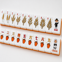 Ensemble de Mahjong Américain sur le thème de la Récolte d'Automne de Thanksgiving, Table de Mahjong Pliable en Acrylique, Portable, Fabriqué sur Mesure en Usine
