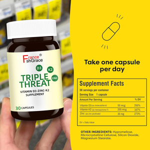 Fabricant de compléments alimentaires Triple Threat en gros, vitamine D3 K2 et zinc pour le soutien des os et du système immunitaire, 30 capsules Triple Threat - Product Image 2