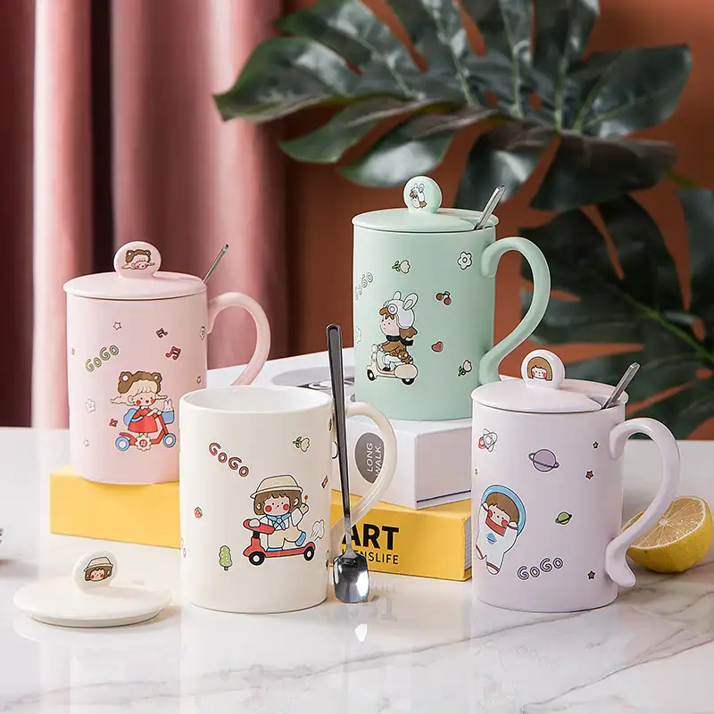Feiyou New Trendy Fashion Cartoon-Stil Keramik becher niedlichen kreativen Kaffeetasse Porzellan Keramik becher Tasse mit Deckel