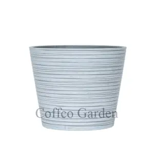 Coffco grand pot de fleurs en plastique 12 pouces effet pierre pot de fleurs rond couleur personnalisée hydroponique bonsaï plante Vases décor de jardin